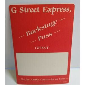 G Street Express Backstage Pass Original Unused Concert Gift Obscure Music Label